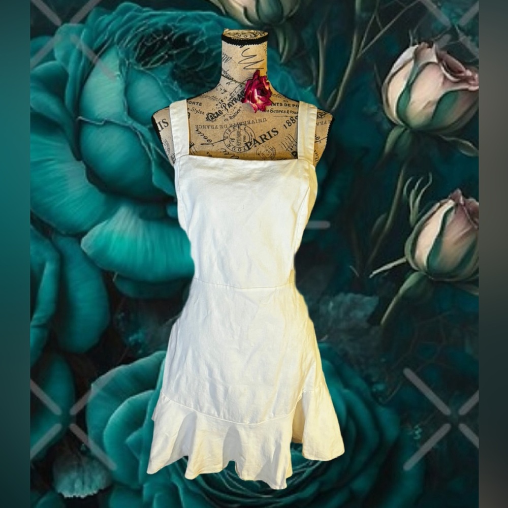 Flying Tomato White Ruffle-Hem Mini Dress